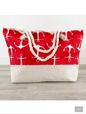 🆕️⚓️RED BEACH/BOAT TOTE BAG ⚓️